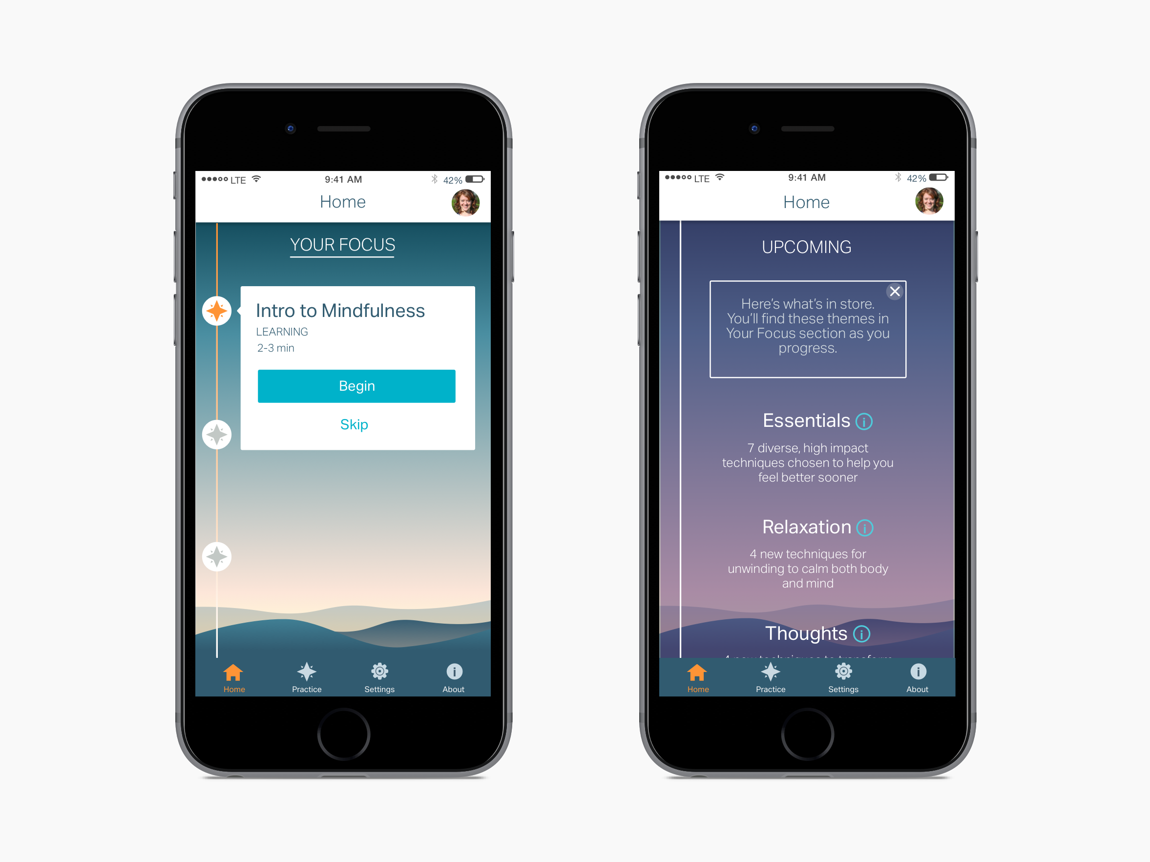 An iPhone mockup of Lantern's homepage before changes were made for a clinical population.